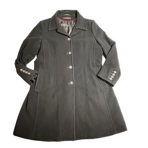 Vintage Anne Klein Black Wool Peacoat Size Large